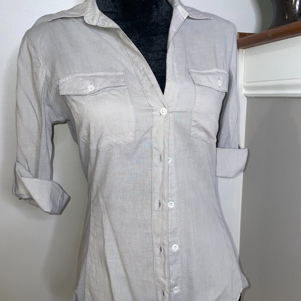 James Perse Contrast Ribbed Surplus Shirt